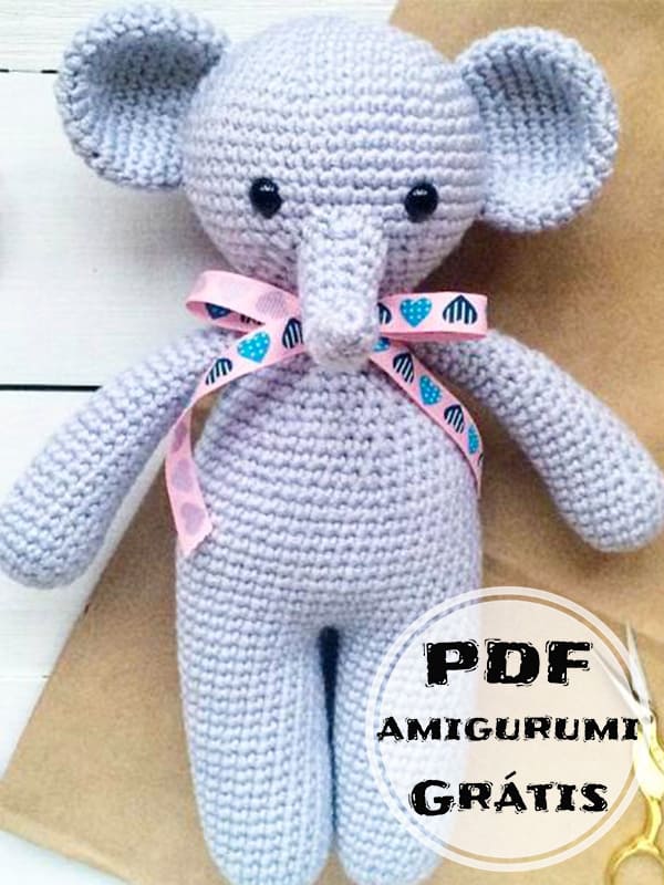 PDF Crochê de Bebê Elefante Receita de Amigurumi Grátis