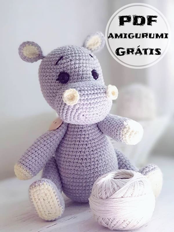 PDF Crochê de Bebê Hipopótamo Receita de Amigurumi Grátis