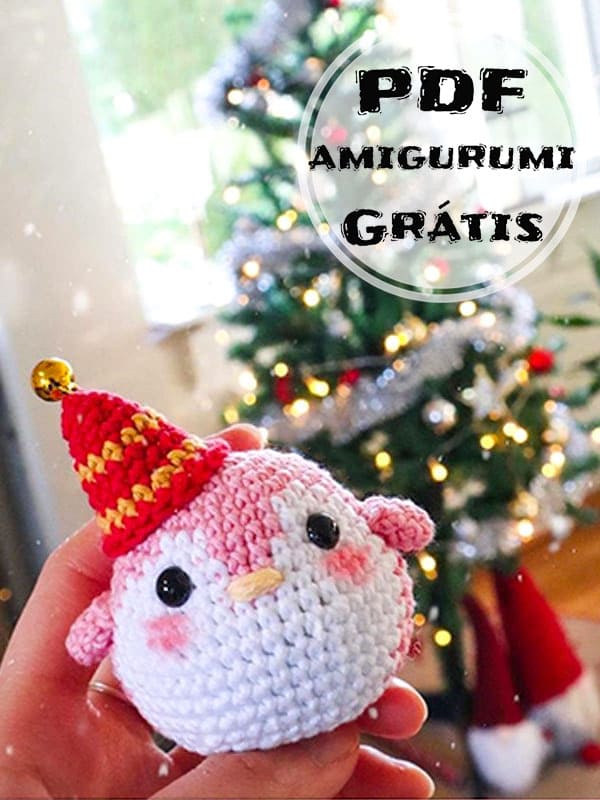 PDF Crochê de Chaveiro de Natal Pinguim Receita de Amigurumi Grátis