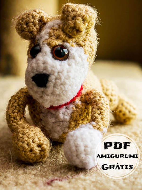 Cachorro Pit bull Crochê Receita de Amigurumi PDF Grátis 