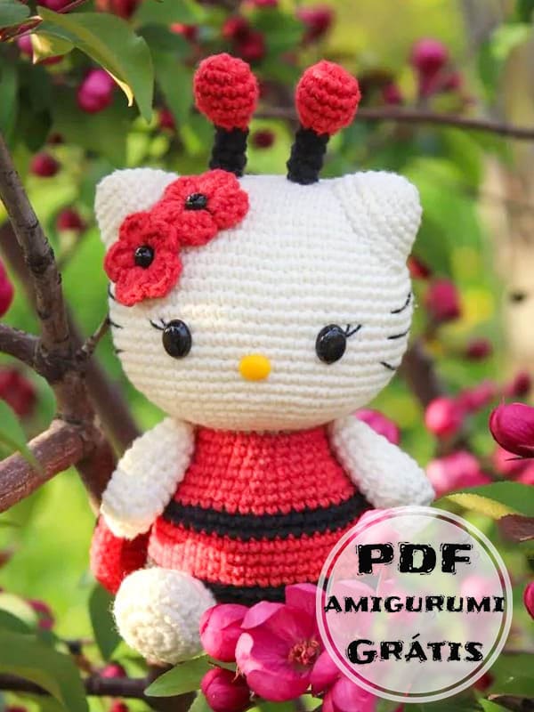 PDF Crochê Hello Kitty Borboleta Receita de Amigurumi Grátis