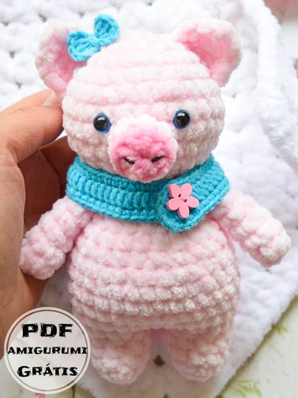 PDF Crochê Mini Porco Receita de Amigurumi Grátis