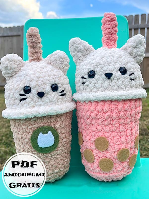 Cappuccino de Gato Kawaii Amigurumi Receita de Grátis